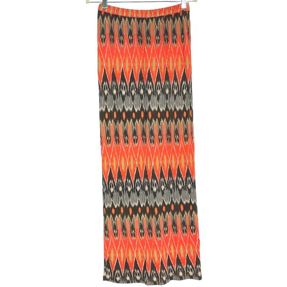 Joie Maxi Skirt Orange Brown Ikat Jersey Pull-On Elastic Women's Size Small - Picture 2 of 7